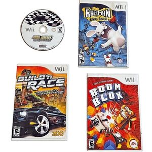 Wii Games Bundle "E" Everyone Boom Blox Build 'n Race Rayman Jimmie Johnson's